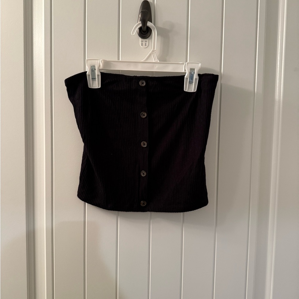 American Eagle Black Ribbed Tube Top